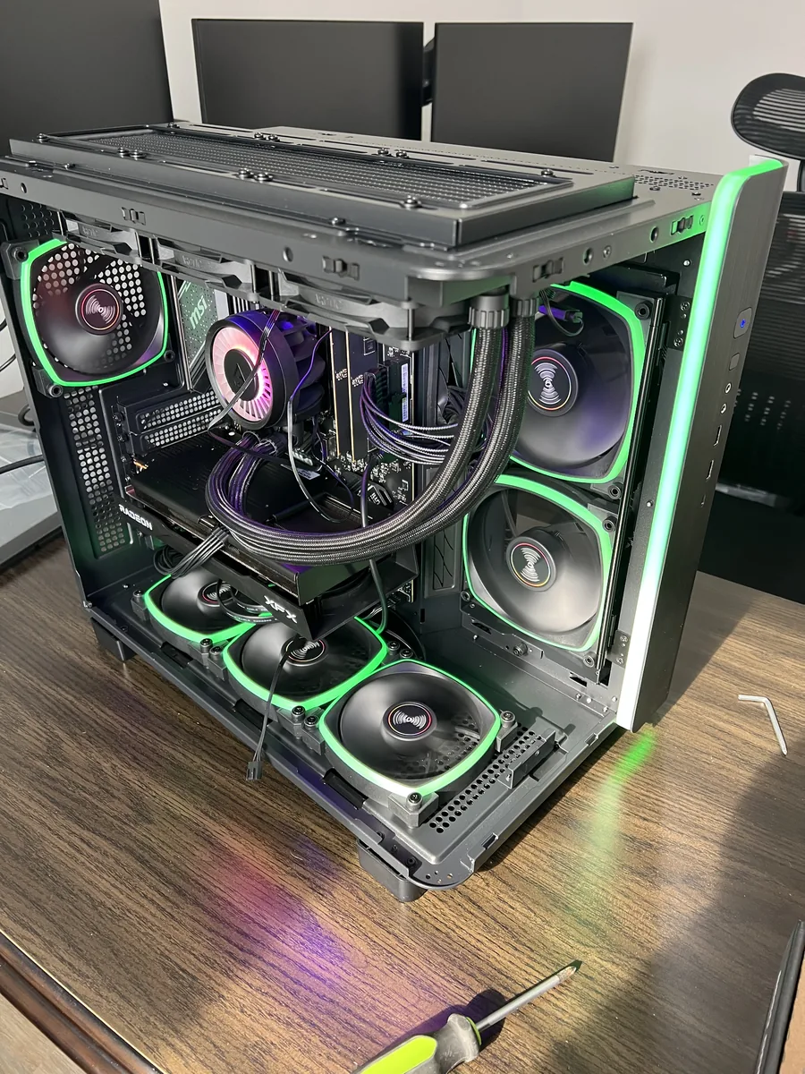 The build in progress with the case open
